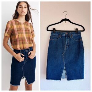 NWT Madewell Stretch Denim Pegged Skirt in Bellhaven Wash: Cutout Edition Sz 26